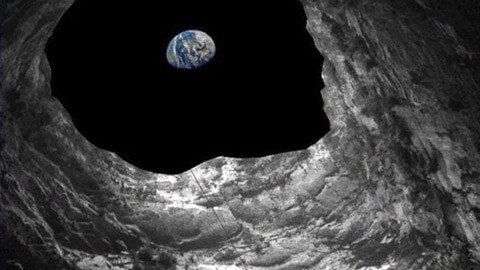 Caverna na Lua. Arte: JPL-Caltech.