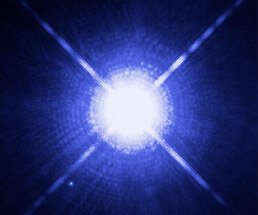 As estrelas Sirius A e B numa foto do Hubble Sirius A e B