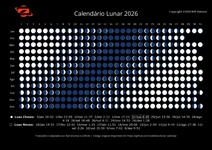 Calend&aacute;rio Lunar 2026 - horizontal preto